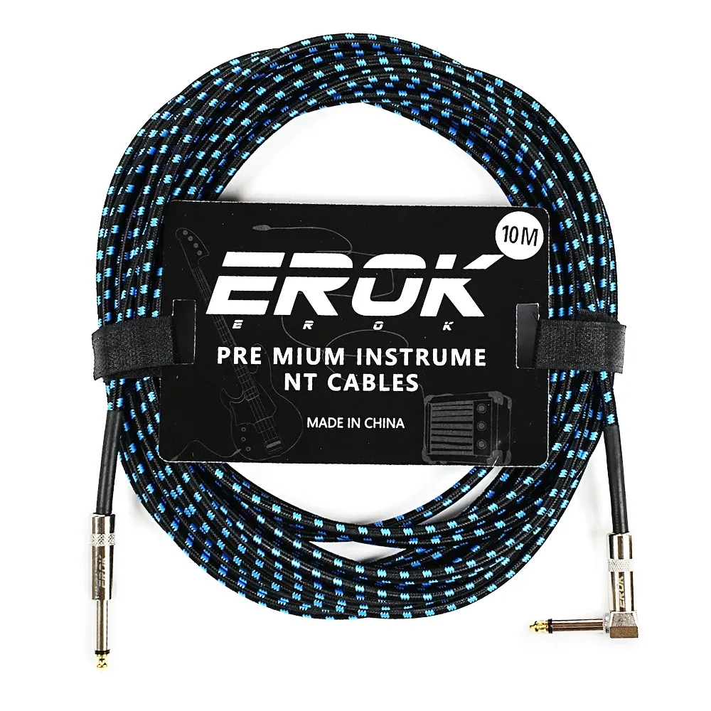 Câble audio pour guitare EROK 1,5 / 3 / 6 / 10 m, jack 6,35 mm mâle vers mâle, antibruit, tressé et coloré, compatible pédales d'effets et guitares basse 3