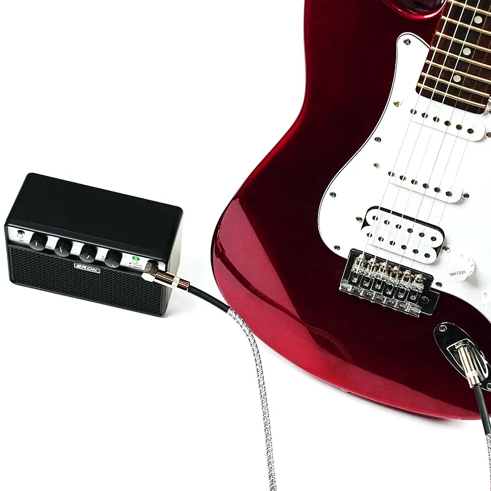 Câble audio pour guitare EROK 1,5 / 3 / 6 / 10 m, jack 6,35 mm mâle vers mâle, antibruit, tressé et coloré, compatible pédales d'effets et guitares basse 4