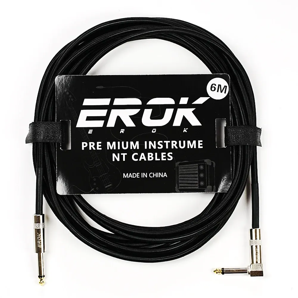 Câble audio pour guitare EROK 1,5 / 3 / 6 / 10 m, jack 6,35 mm mâle vers mâle, antibruit, tressé et coloré, compatible pédales d'effets et guitares basse 5