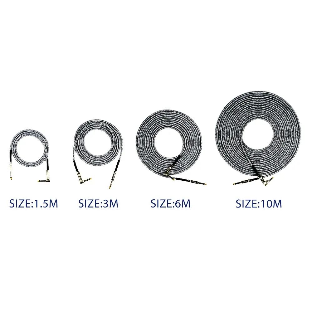 Câble audio pour guitare EROK 1,5 / 3 / 6 / 10 m, jack 6,35 mm mâle vers mâle, antibruit, tressé et coloré, compatible pédales d'effets et guitares basse 6