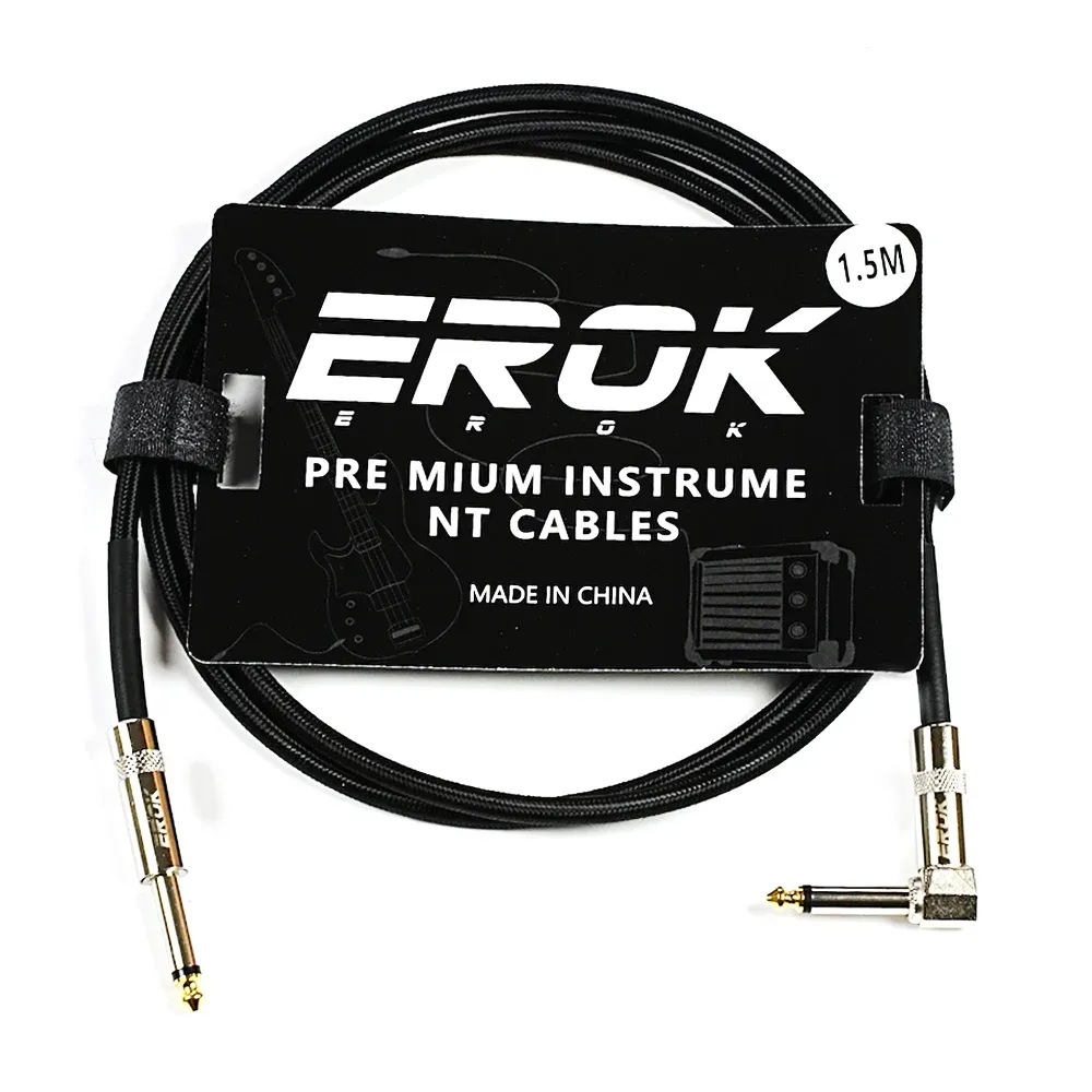 Câble audio pour guitare EROK 1,5 / 3 / 6 / 10 m, jack 6,35 mm mâle vers mâle, antibruit, tressé et coloré, compatible pédales d'effets et guitares basse 25