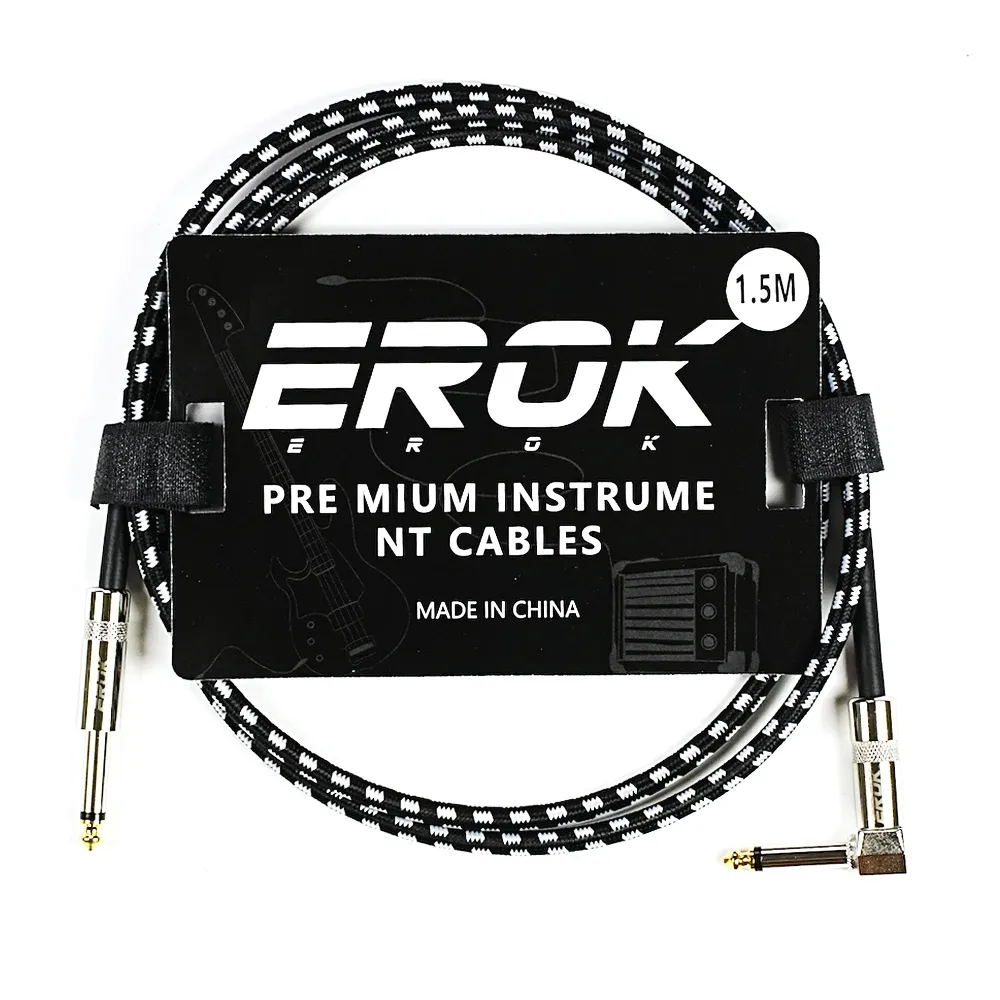 Câble audio pour guitare EROK 1,5 / 3 / 6 / 10 m, jack 6,35 mm mâle vers mâle, antibruit, tressé et coloré, compatible pédales d'effets et guitares basse 26