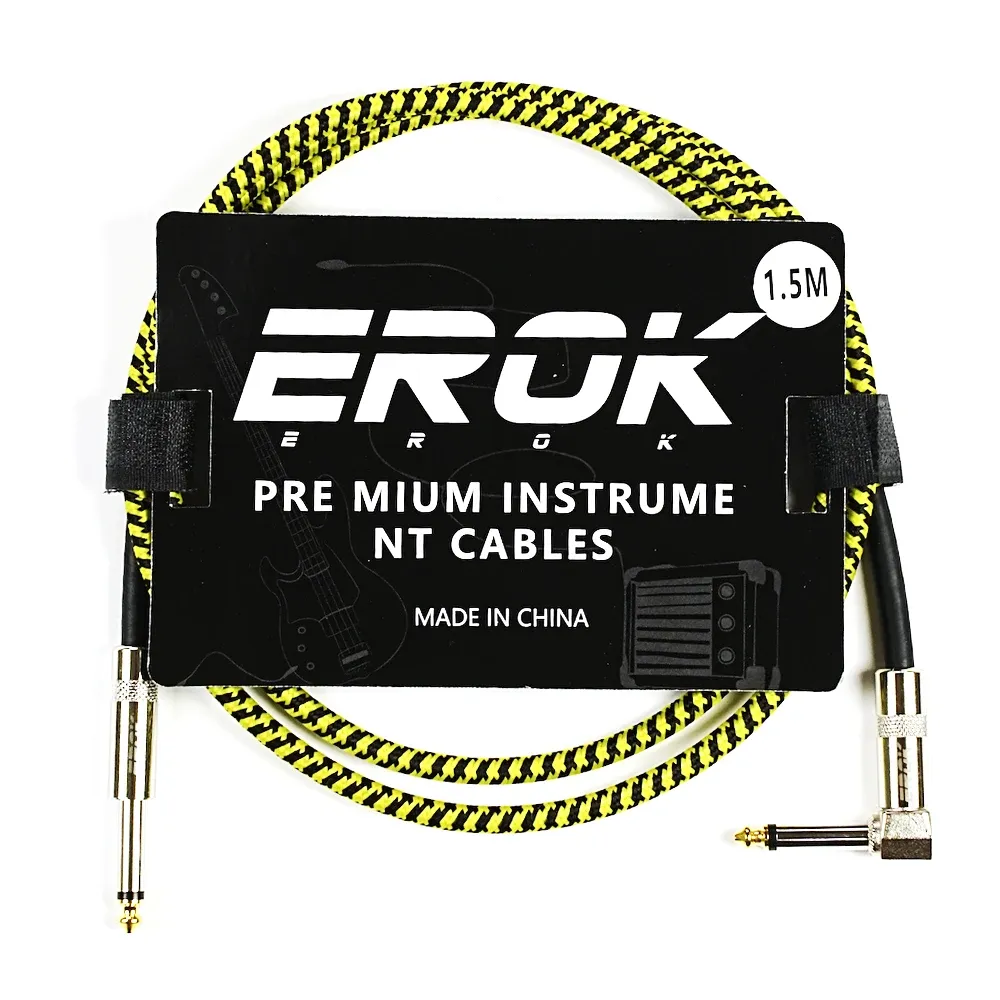 Câble audio pour guitare EROK 1,5 / 3 / 6 / 10 m, jack 6,35 mm mâle vers mâle, antibruit, tressé et coloré, compatible pédales d'effets et guitares basse 24
