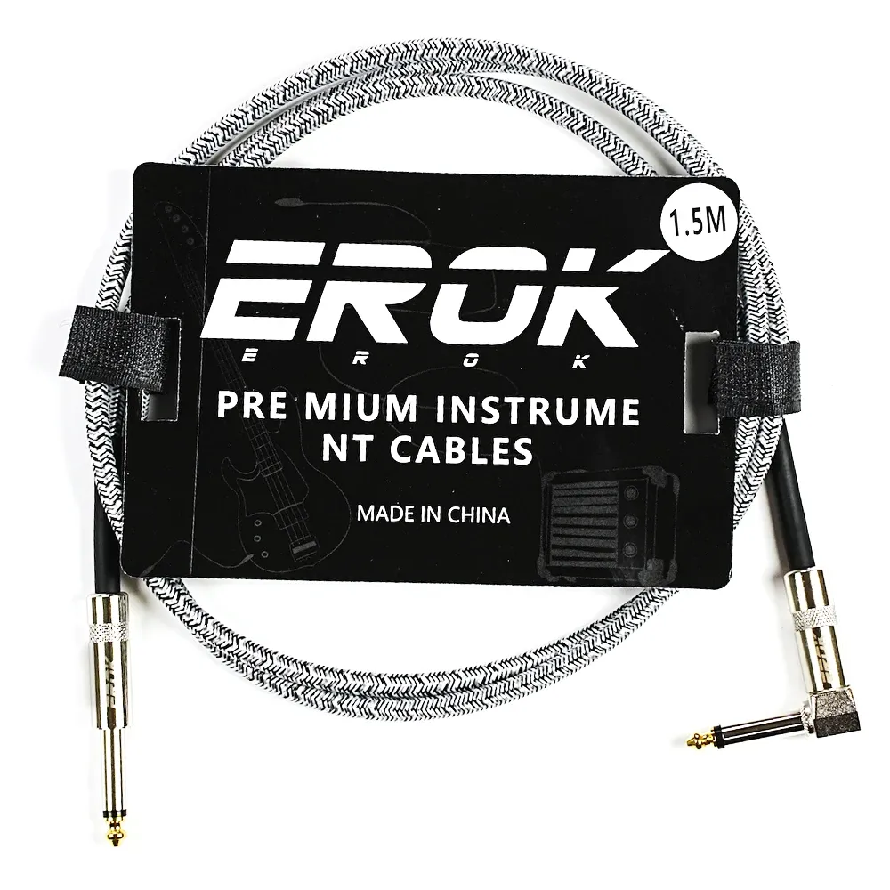 Câble audio pour guitare EROK 1,5 / 3 / 6 / 10 m, jack 6,35 mm mâle vers mâle, antibruit, tressé et coloré, compatible pédales d'effets et guitares basse 29
