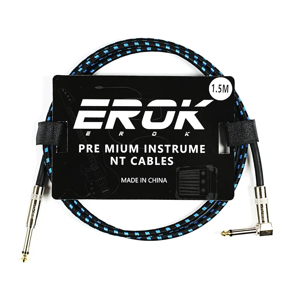 Câble audio pour guitare EROK 1,5 / 3 / 6 / 10 m, jack 6,35 mm mâle vers mâle, antibruit, tressé et coloré, compatible pédales d'effets et guitares basse 30
