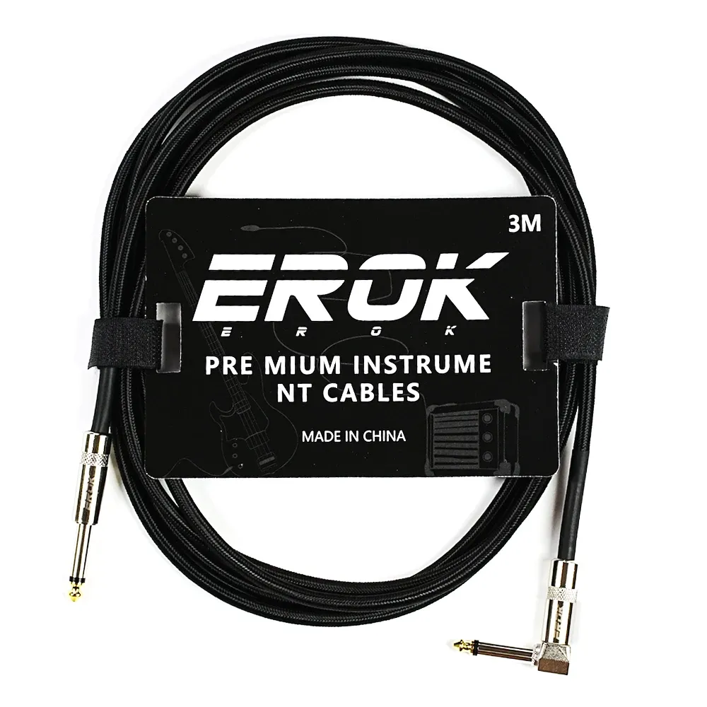 Câble audio pour guitare EROK 1,5 / 3 / 6 / 10 m, jack 6,35 mm mâle vers mâle, antibruit, tressé et coloré, compatible pédales d'effets et guitares basse 27