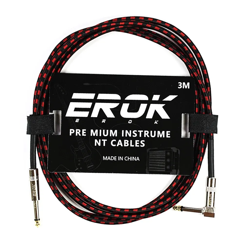 Câble audio pour guitare EROK 1,5 / 3 / 6 / 10 m, jack 6,35 mm mâle vers mâle, antibruit, tressé et coloré, compatible pédales d'effets et guitares basse 9
