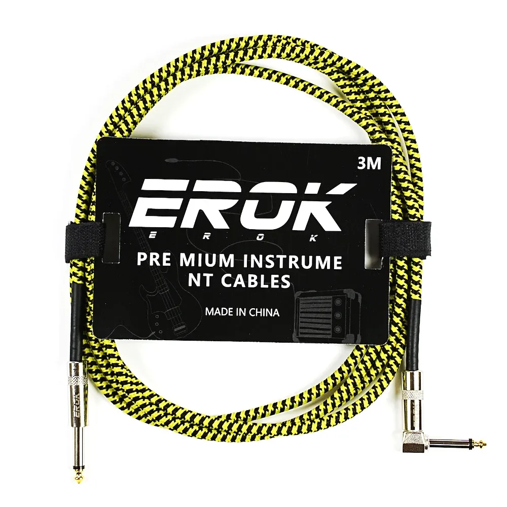 Câble audio pour guitare EROK 1,5 / 3 / 6 / 10 m, jack 6,35 mm mâle vers mâle, antibruit, tressé et coloré, compatible pédales d'effets et guitares basse 10