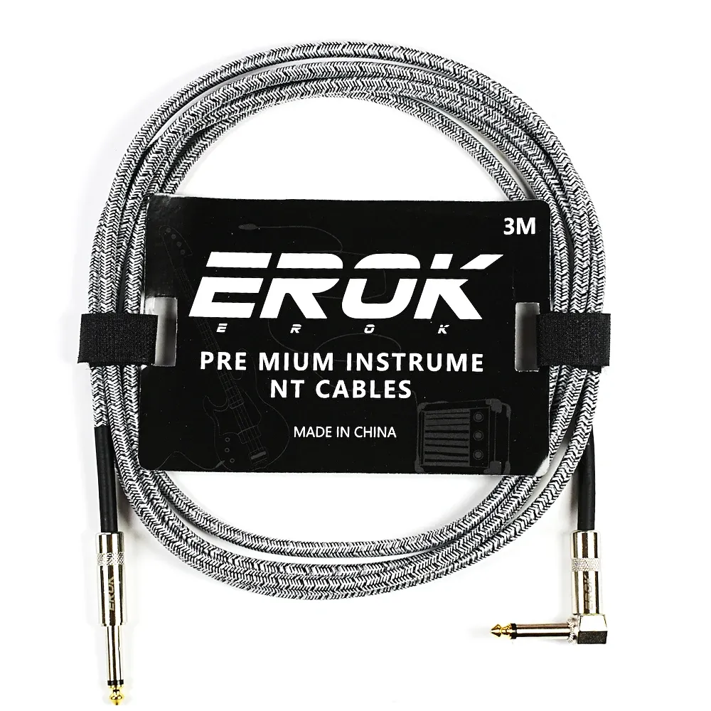 Câble audio pour guitare EROK 1,5 / 3 / 6 / 10 m, jack 6,35 mm mâle vers mâle, antibruit, tressé et coloré, compatible pédales d'effets et guitares basse 7