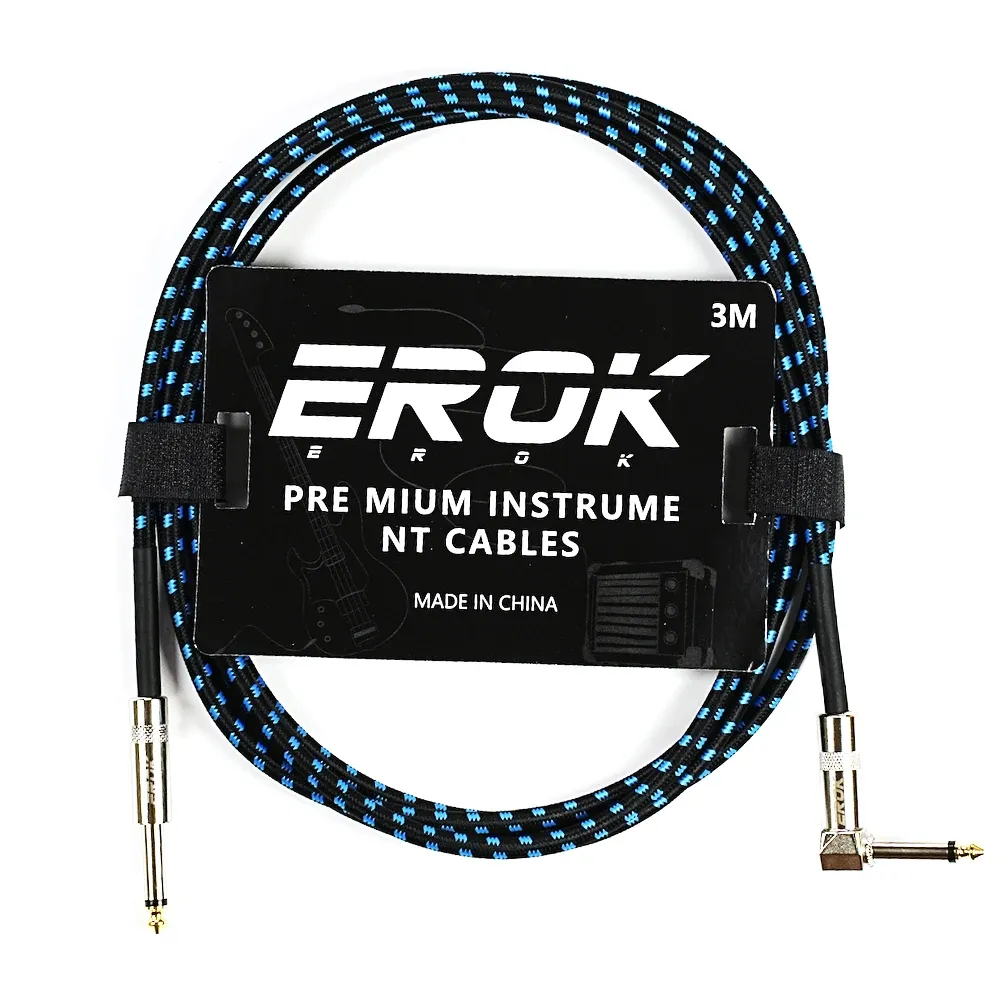 Câble audio pour guitare EROK 1,5 / 3 / 6 / 10 m, jack 6,35 mm mâle vers mâle, antibruit, tressé et coloré, compatible pédales d'effets et guitares basse 8