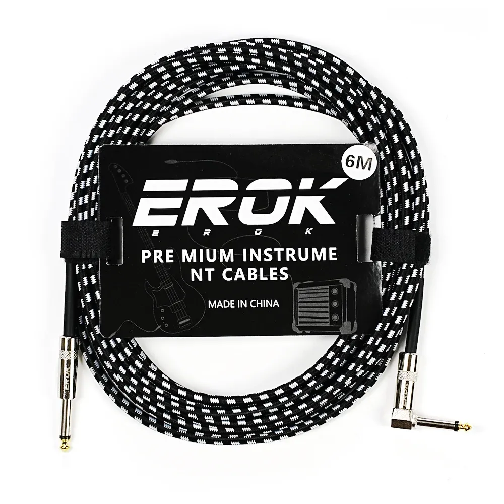 Câble audio pour guitare EROK 1,5 / 3 / 6 / 10 m, jack 6,35 mm mâle vers mâle, antibruit, tressé et coloré, compatible pédales d'effets et guitares basse 14