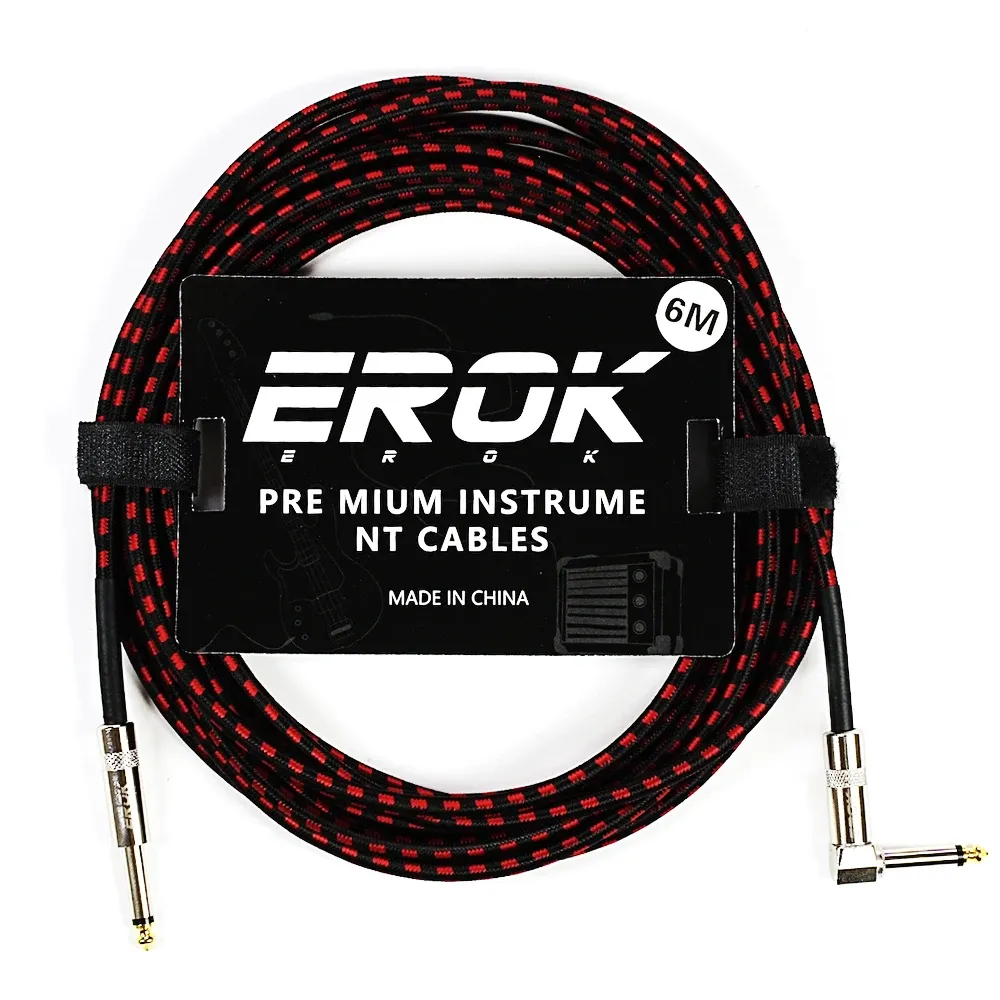 Câble audio pour guitare EROK 1,5 / 3 / 6 / 10 m, jack 6,35 mm mâle vers mâle, antibruit, tressé et coloré, compatible pédales d'effets et guitares basse 11