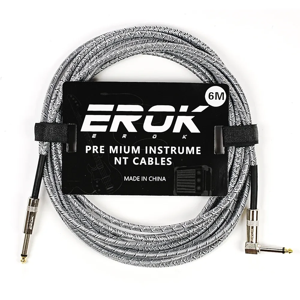 Câble audio pour guitare EROK 1,5 / 3 / 6 / 10 m, jack 6,35 mm mâle vers mâle, antibruit, tressé et coloré, compatible pédales d'effets et guitares basse 17