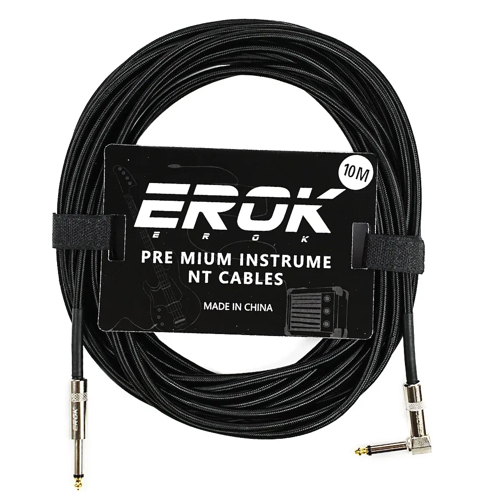 Câble audio pour guitare EROK 1,5 / 3 / 6 / 10 m, jack 6,35 mm mâle vers mâle, antibruit, tressé et coloré, compatible pédales d'effets et guitares basse 15