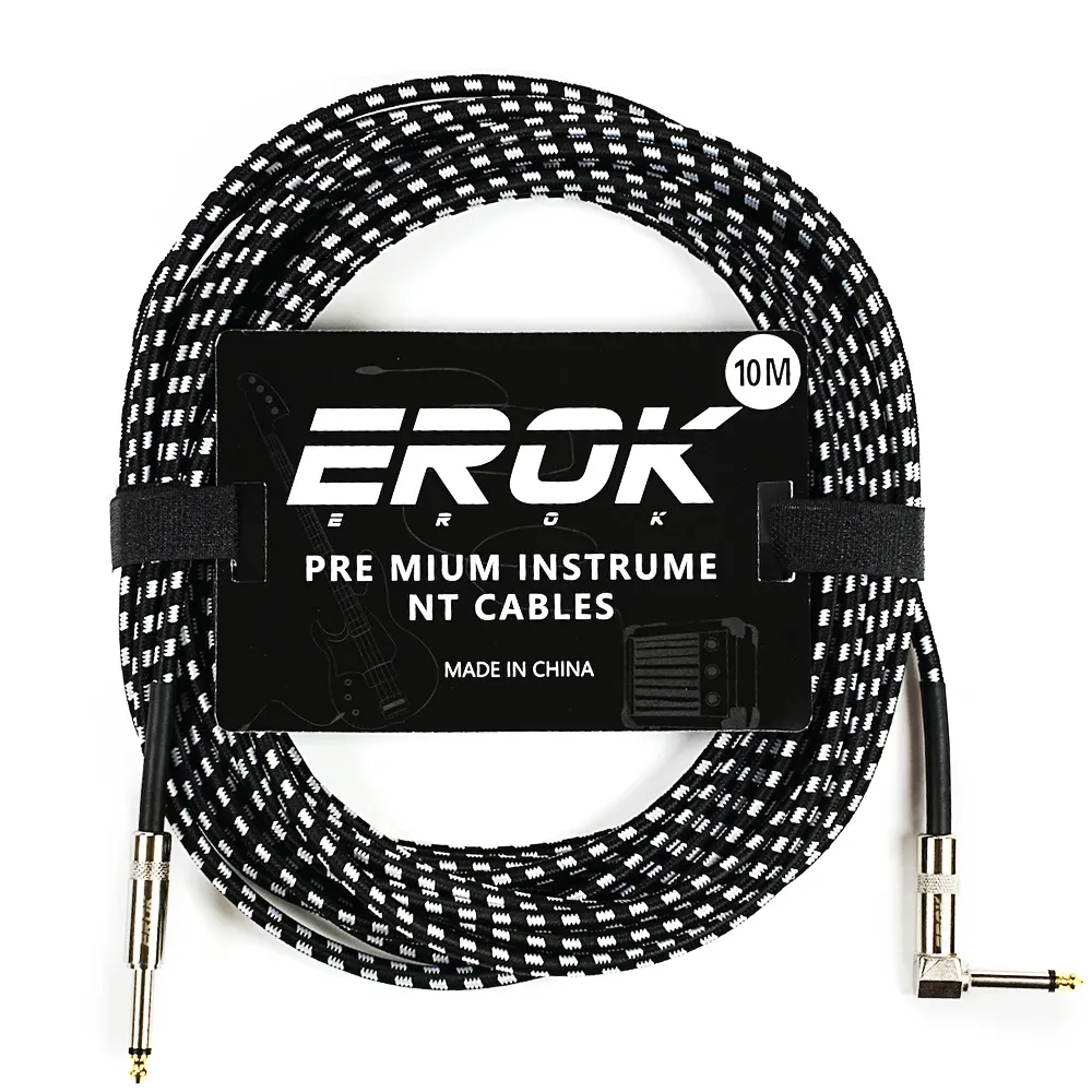 Câble audio pour guitare EROK 1,5 / 3 / 6 / 10 m, jack 6,35 mm mâle vers mâle, antibruit, tressé et coloré, compatible pédales d'effets et guitares basse 16