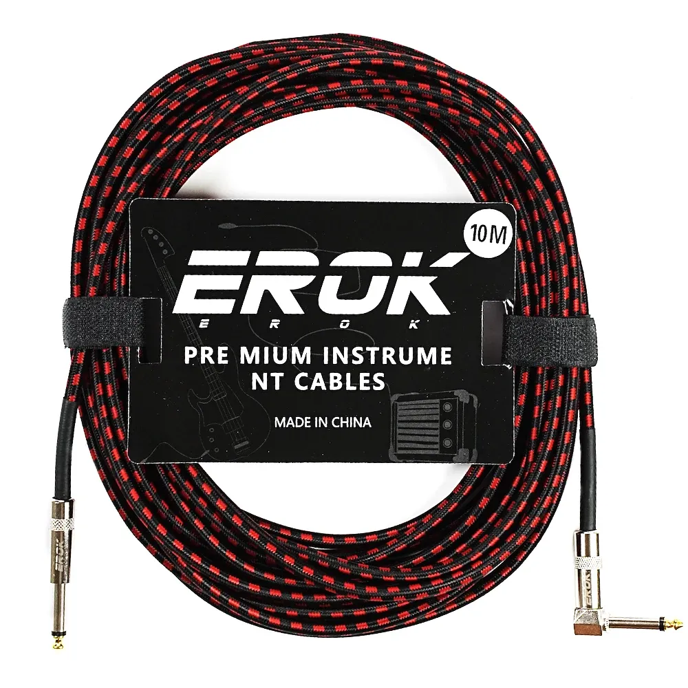 Câble audio pour guitare EROK 1,5 / 3 / 6 / 10 m, jack 6,35 mm mâle vers mâle, antibruit, tressé et coloré, compatible pédales d'effets et guitares basse 21