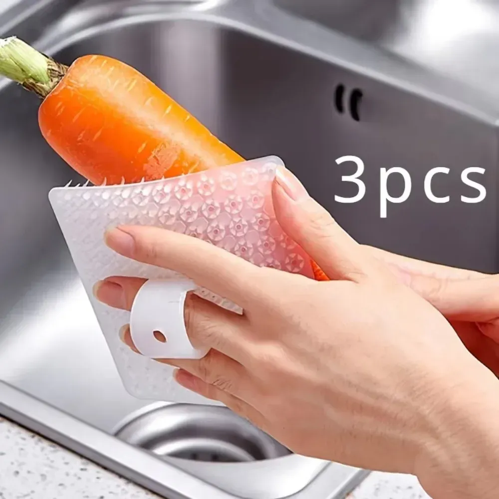 Brosse polyvalente pour légumes et fruits, idéale pour pommes de terre, carottes et pommes – brosse de cuisine réutilisable à poils souples (lot de 1 ou 3) 3