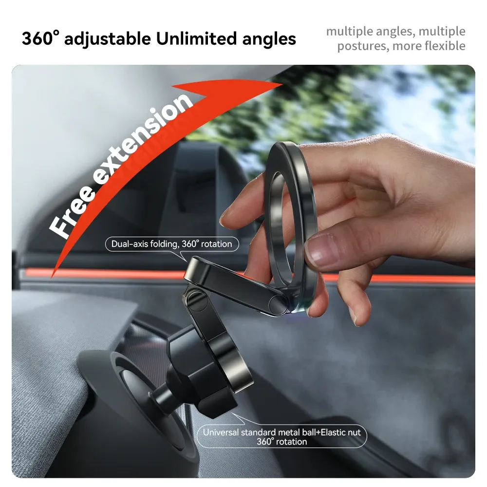 Support de téléphone magnétique réglable en métal pour Tesla Model 3 et Model Y Highland (2025), avec base en silicone 2