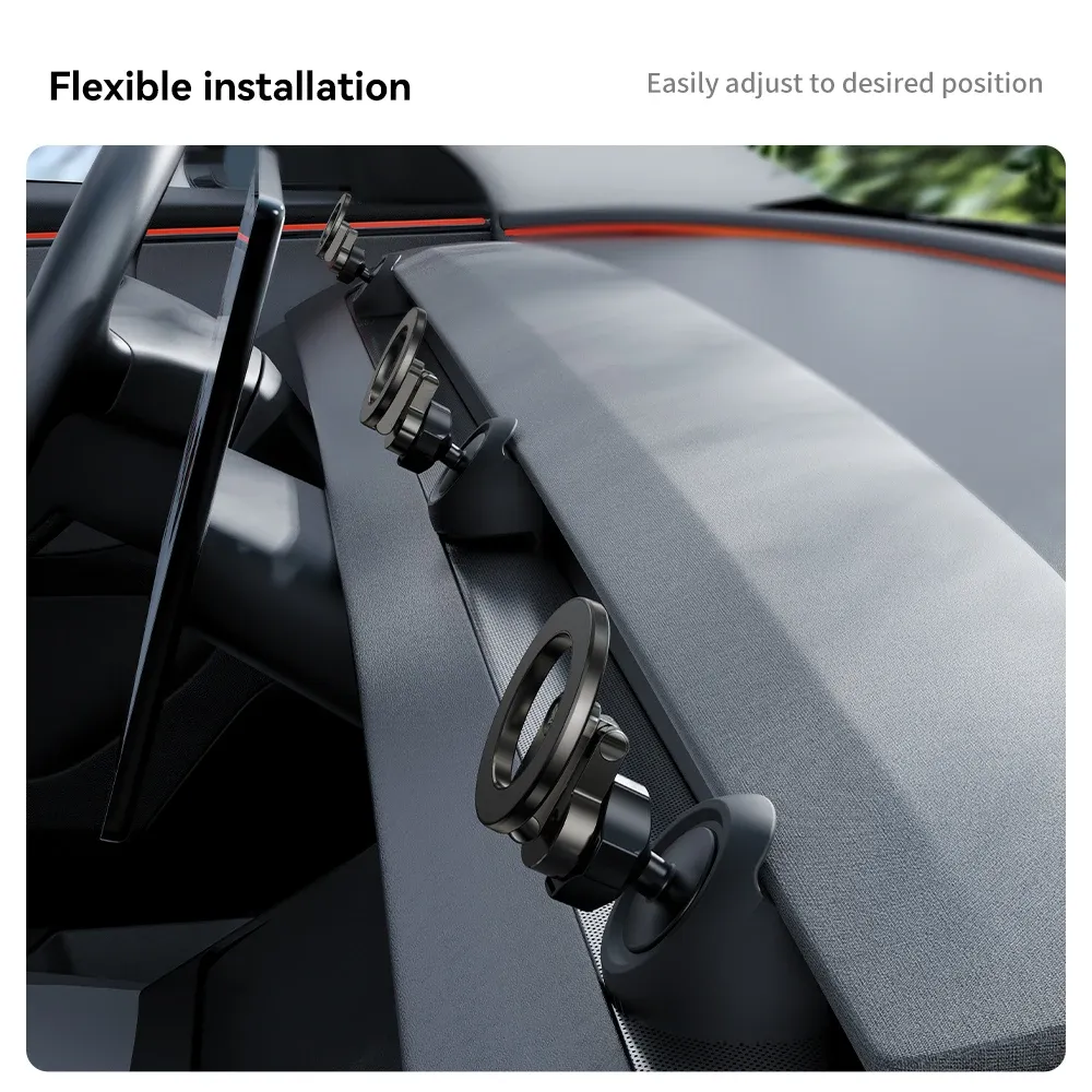 Support de téléphone magnétique réglable en métal pour Tesla Model 3 et Model Y Highland (2025), avec base en silicone 5