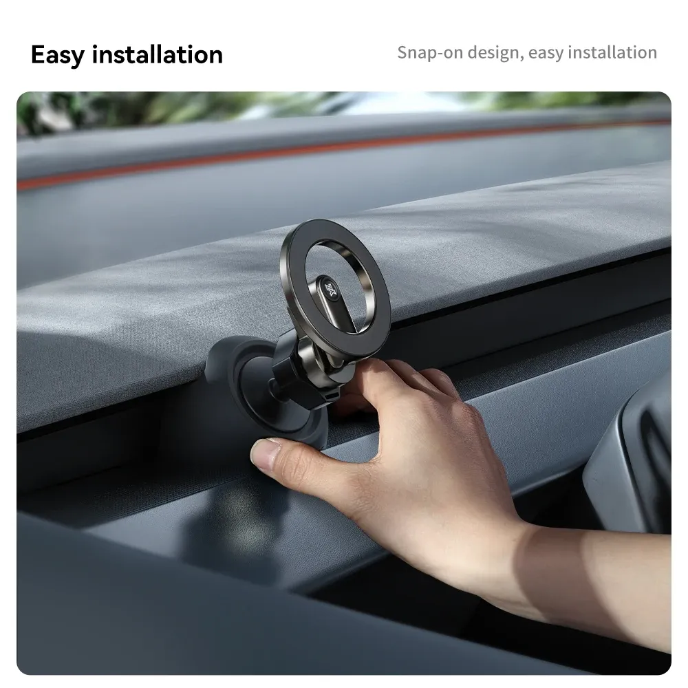 Support de téléphone magnétique réglable en métal pour Tesla Model 3 et Model Y Highland (2025), avec base en silicone 6