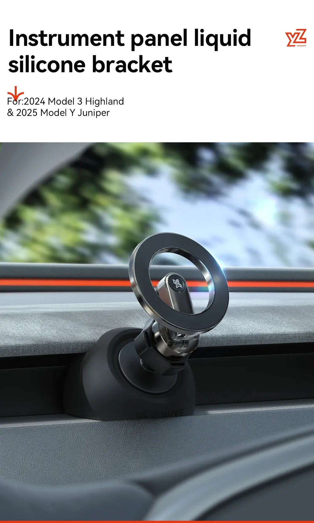 Vue d'ensemble du support de téléphone magnétique pour Tesla Model 3 et Model Y