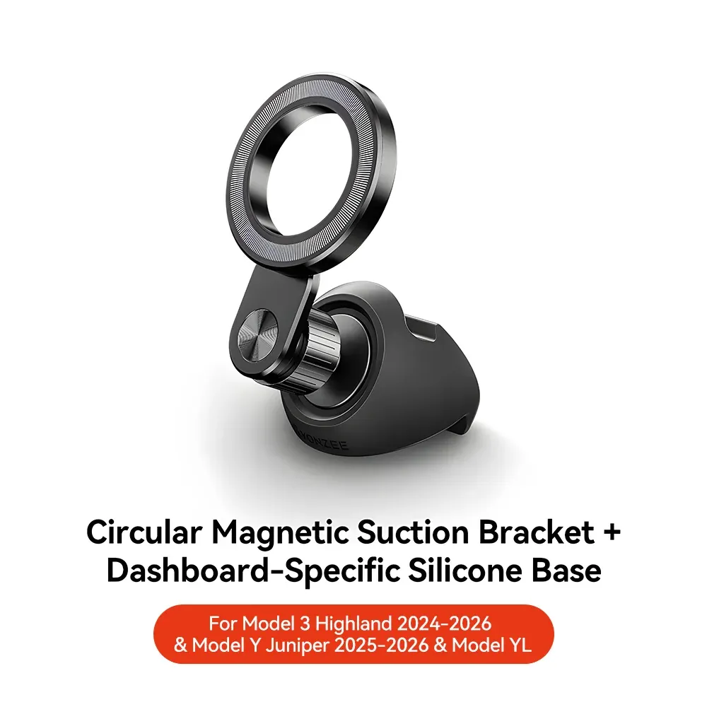 Support de téléphone magnétique réglable en métal pour Tesla Model 3 et Model Y Highland (2025), avec base en silicone 7
