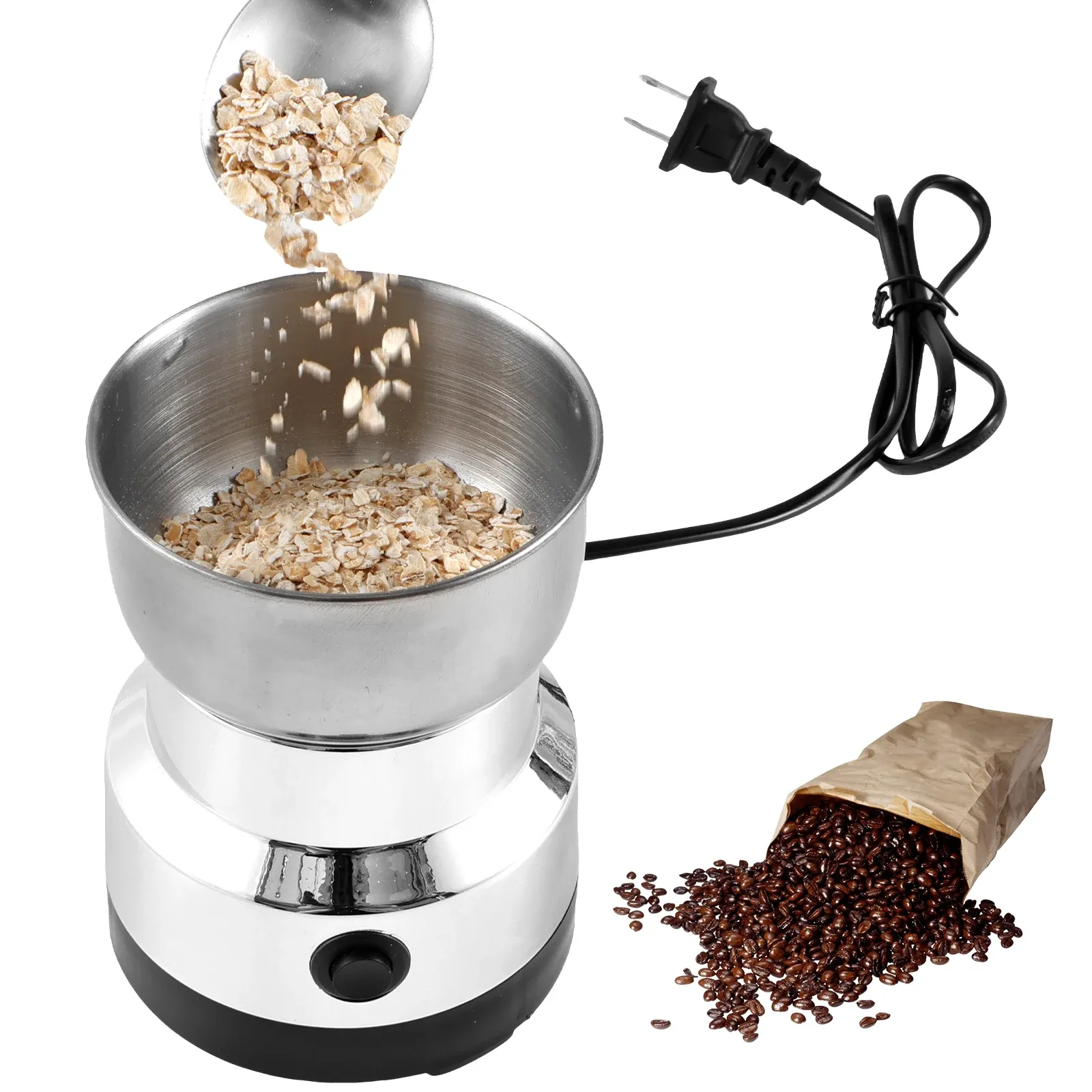 Moulin à café électrique portable multifonction pour grains, épices et céréales, broyeur à café 8