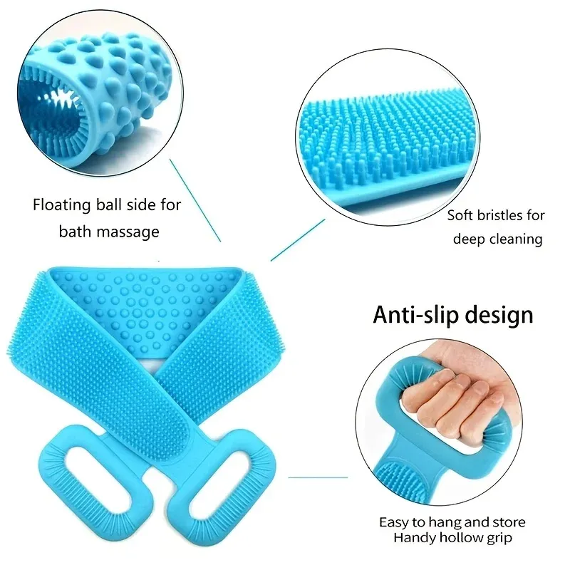 Gant de douche en silicone pour le dos, exfoliant et masseur de corps 3