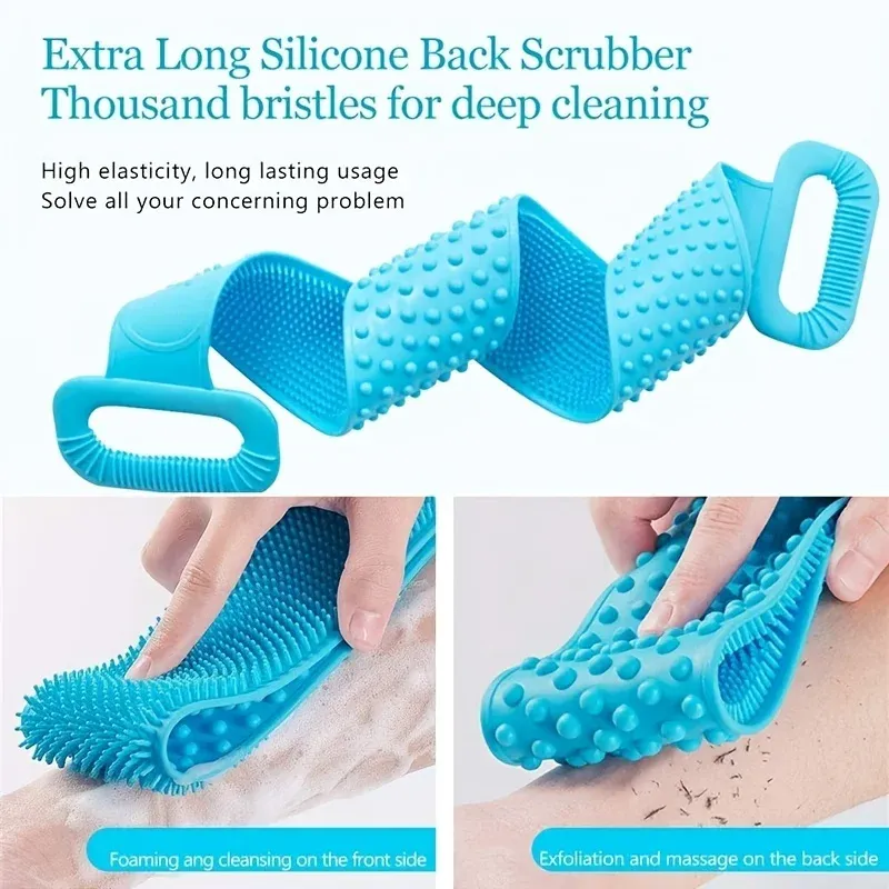 Gant de douche en silicone pour le dos, exfoliant et masseur de corps 5