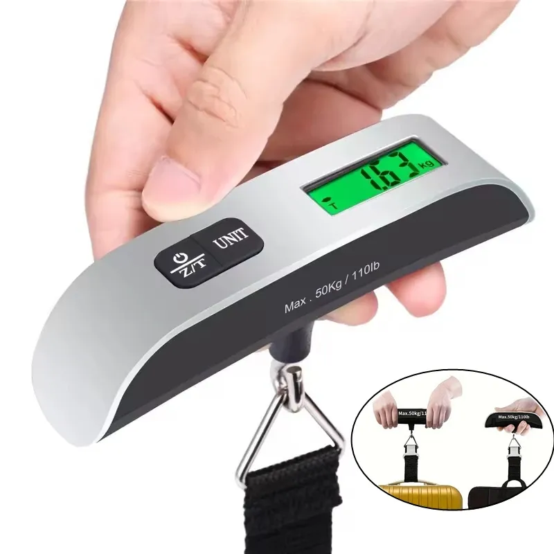Balance à bagages numérique portable 50 kg / 110 lb avec écran LCD, pèse-valise électronique de voyage suspendu