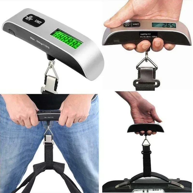 Balance à bagages numérique portable 50 kg / 110 lb avec écran LCD, pèse-valise électronique de voyage suspendu 3