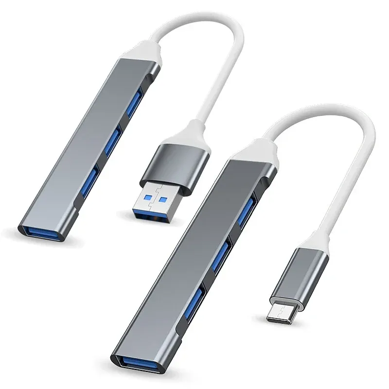 Hub USB 3.0 à 4 ports, station d'accueil USB-C, adaptateur multiport OTG USB-C pour iPhone 15, Xiaomi, Huawei, MacBook Pro, compatible USB 3.0 et 2.0