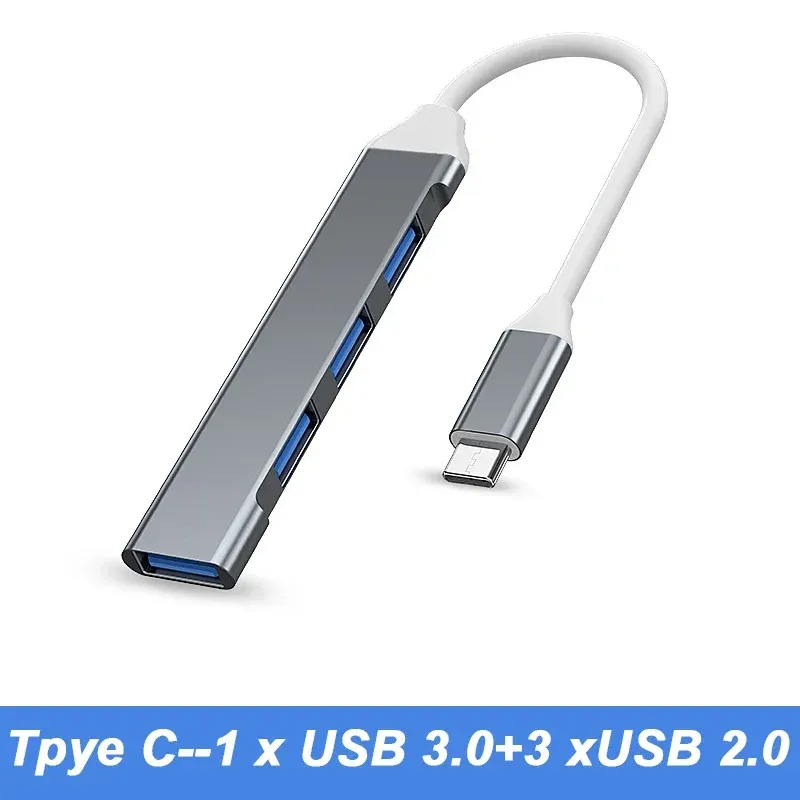 Hub USB 3.0 à 4 ports, station d'accueil USB-C, adaptateur multiport OTG USB-C pour iPhone 15, Xiaomi, Huawei, MacBook Pro, compatible USB 3.0 et 2.0 10