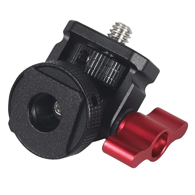 Mini support de montage pour moniteur, tête de trépied avec adaptateur pour sabot porte-accessoires, pivotant et inclinable, réglable pour lampe de remplissage, microphone et flash 2
