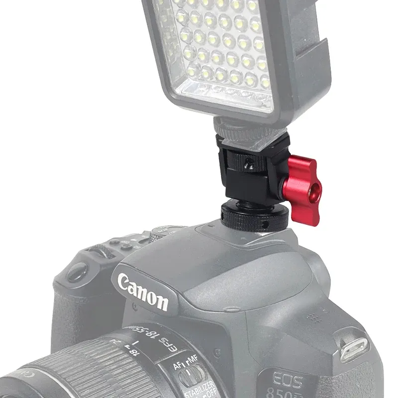 Mini support de montage pour moniteur, tête de trépied avec adaptateur pour sabot porte-accessoires, pivotant et inclinable, réglable pour lampe de remplissage, microphone et flash 4