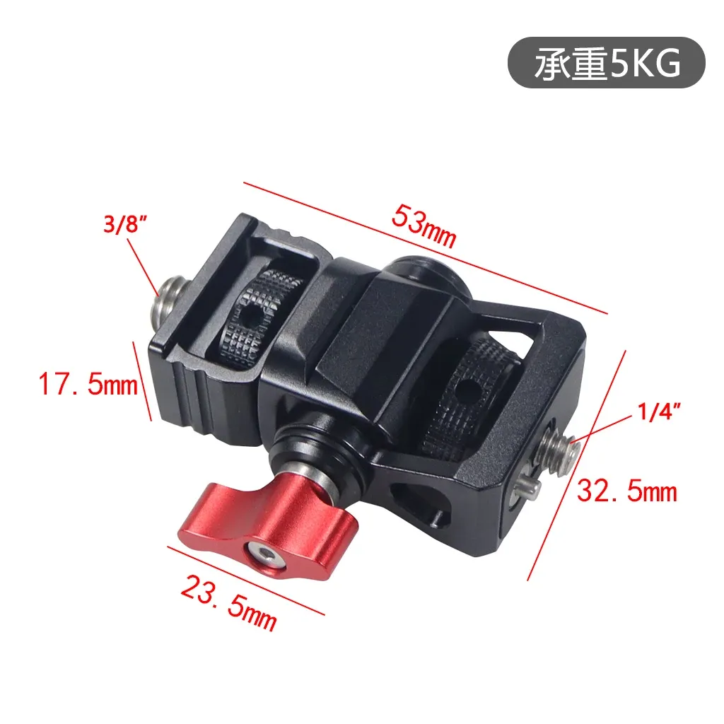 Mini support de montage pour moniteur, tête de trépied avec adaptateur pour sabot porte-accessoires, pivotant et inclinable, réglable pour lampe de remplissage, microphone et flash 9