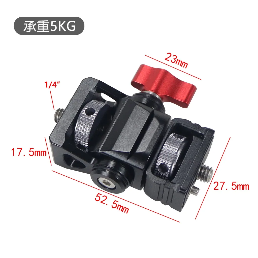 Mini support de montage pour moniteur, tête de trépied avec adaptateur pour sabot porte-accessoires, pivotant et inclinable, réglable pour lampe de remplissage, microphone et flash 8