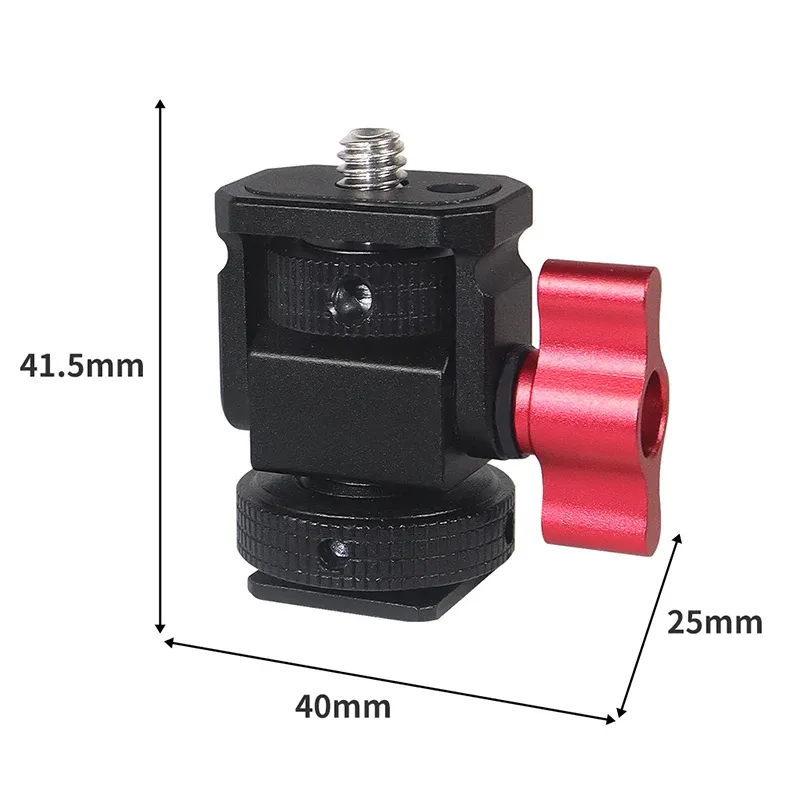 Mini support de montage pour moniteur, tête de trépied avec adaptateur pour sabot porte-accessoires, pivotant et inclinable, réglable pour lampe de remplissage, microphone et flash 7