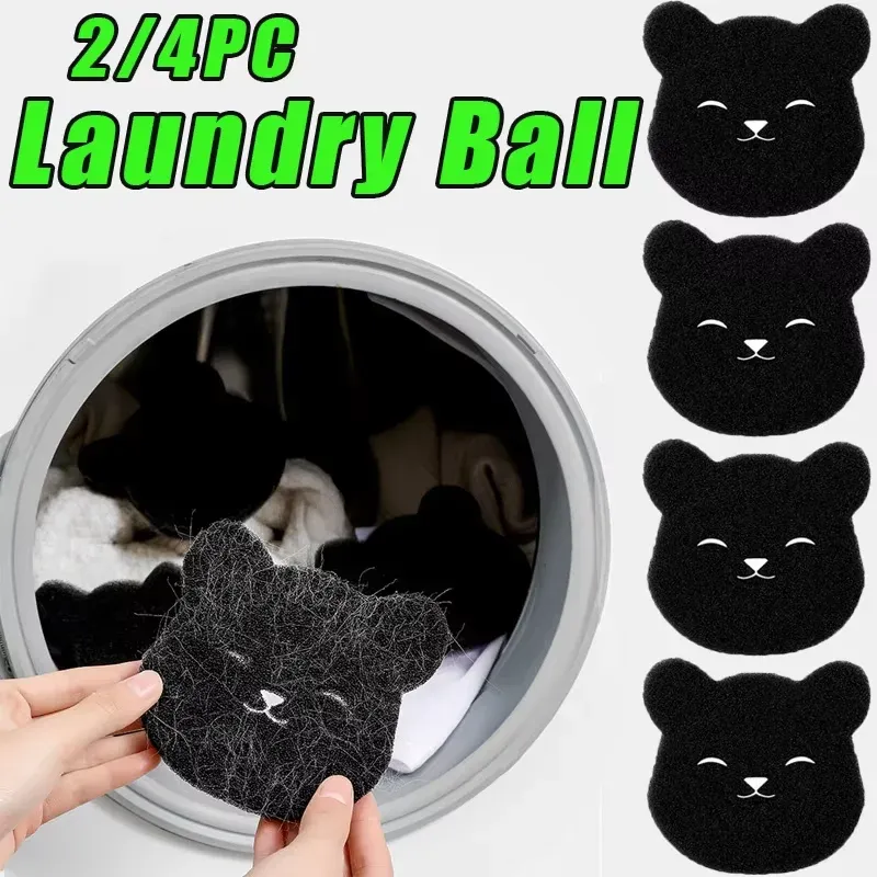 4/8 pièces Boules de lavage en forme d'ours, attrape-peluches réutilisable, éliminateur de poils d'animaux, éponge de nettoyage pour vêtements, canapé, chat, chien, maison 2