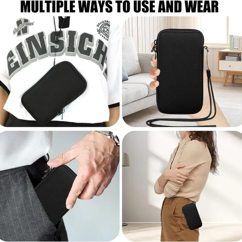 Pochette en néoprène avec cordon pour téléphone, étui de rangement portable résistant aux chocs et à l'eau 3