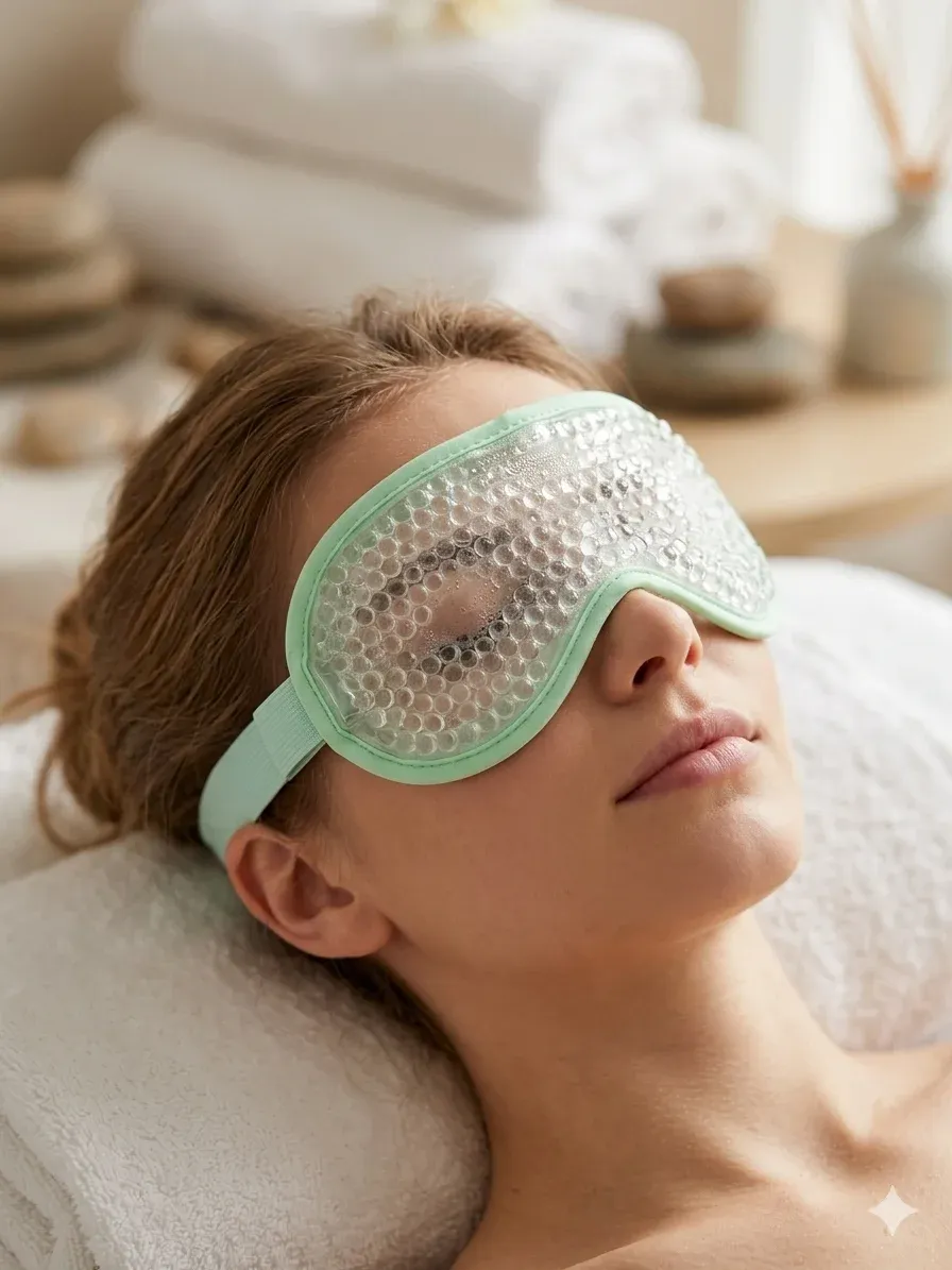 Masque oculaire en gel en utilisation