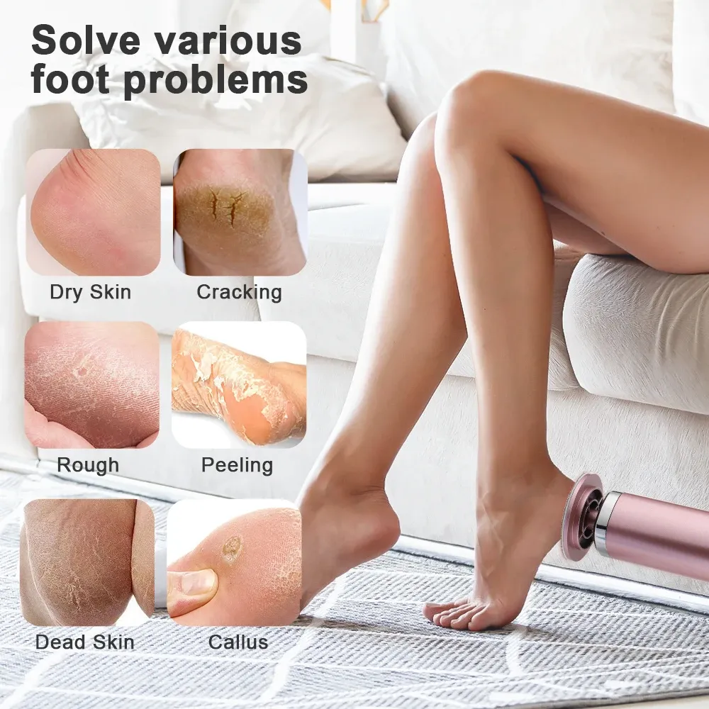 Machine électrique sans fil pour éliminer les callosités des pieds, outil de pédicure rechargeable pour l'élimination des peaux mortes et des cuticules, avec sable de remplacement 6