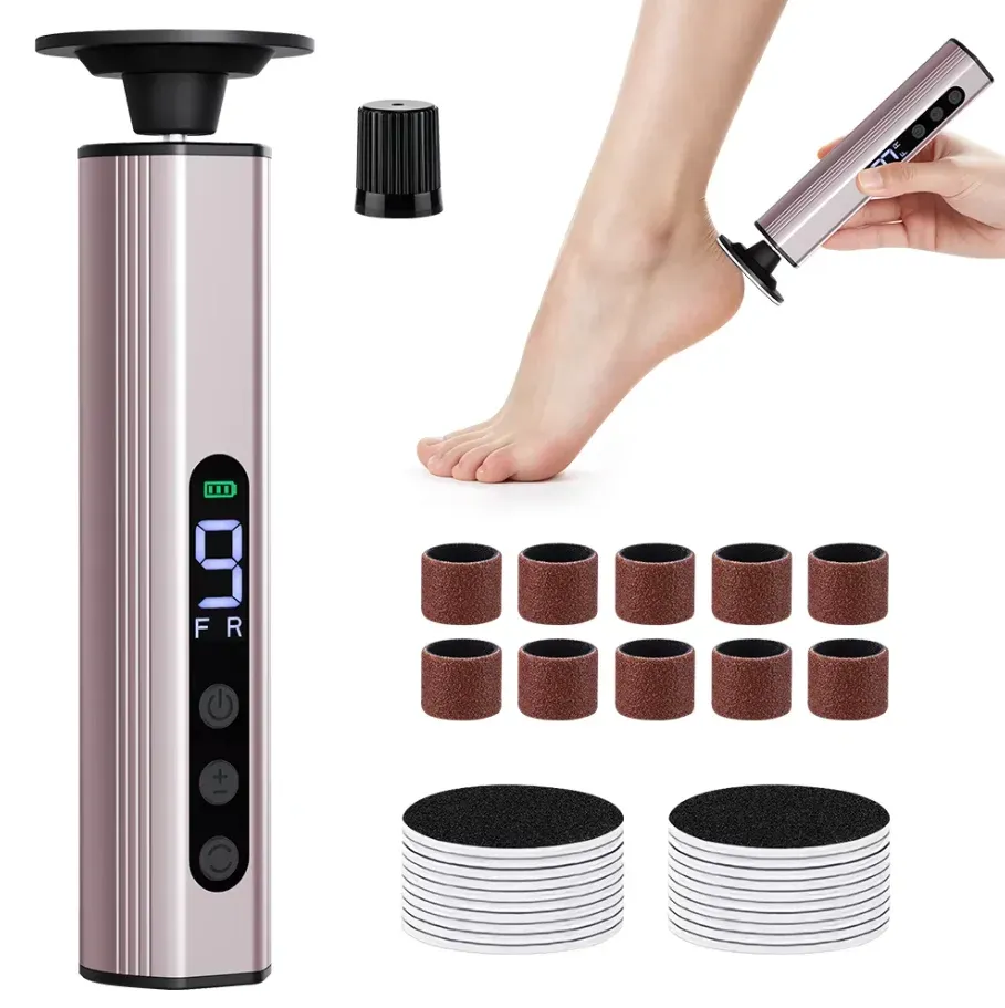 Machine électrique sans fil pour éliminer les callosités des pieds, outil de pédicure rechargeable pour l'élimination des peaux mortes et des cuticules, avec sable de remplacement 9