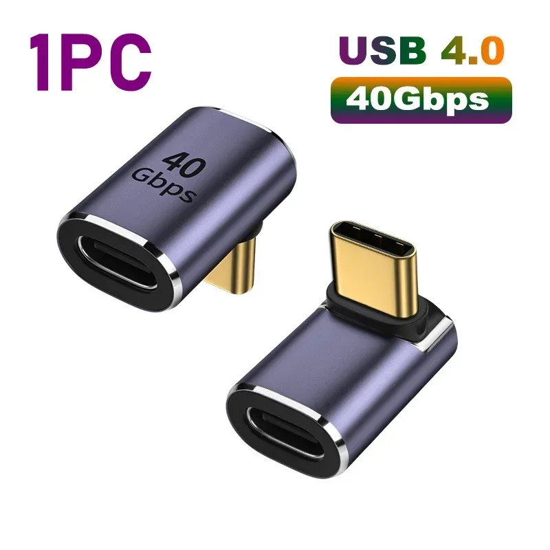 Adaptateur USB 4.0 40 Gbps, coudé à 90 degrés, USB-C mâle vers femelle, charge rapide 100 W pour ordinateurs portables MacBook 7