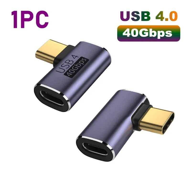 Adaptateur USB 4.0 40 Gbps, coudé à 90 degrés, USB-C mâle vers femelle, charge rapide 100 W pour ordinateurs portables MacBook 9