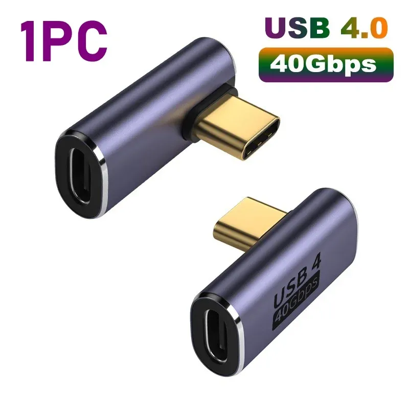 Adaptateur USB 4.0 40 Gbps, coudé à 90 degrés, USB-C mâle vers femelle, charge rapide 100 W pour ordinateurs portables MacBook 11
