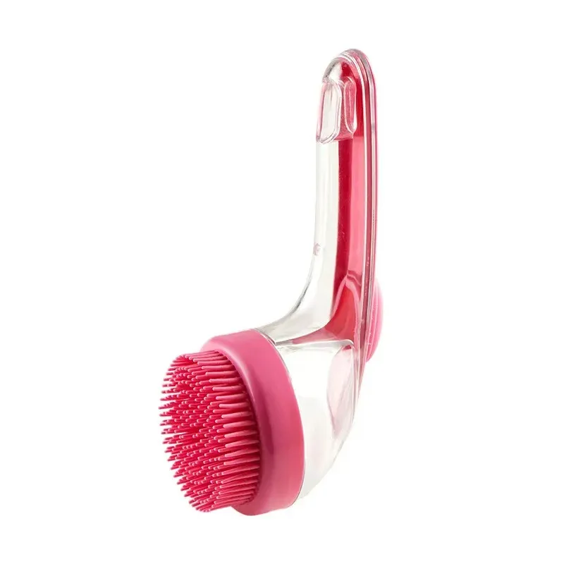 Brosse de bain pour animaux de compagnie en silicone souple à manche long avec distributeur de shampoing 8