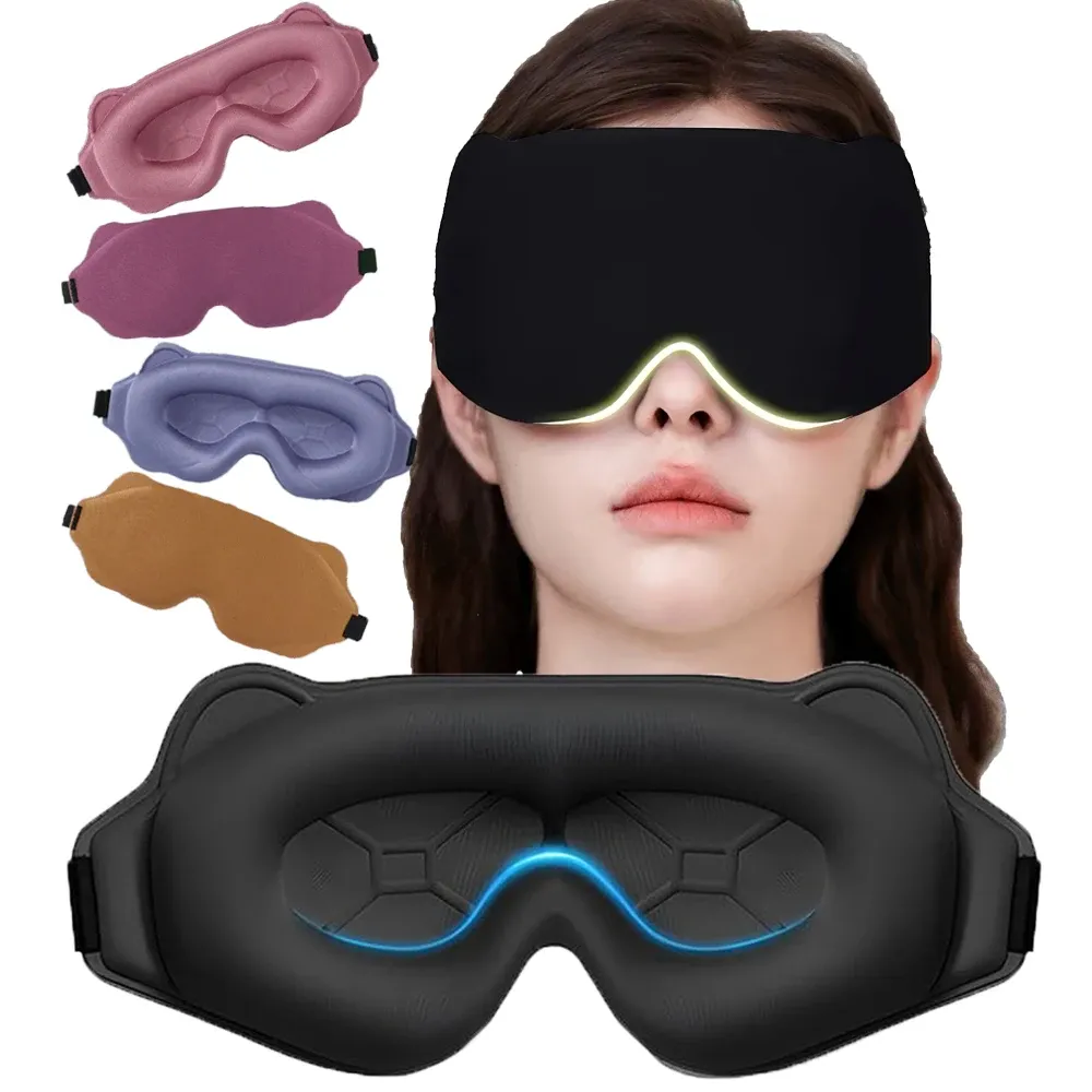 Masque de sommeil lesté 3D pour dormir sur le côté, pour hommes et femmes, sans pression sur les yeux, occultation totale et doux confort