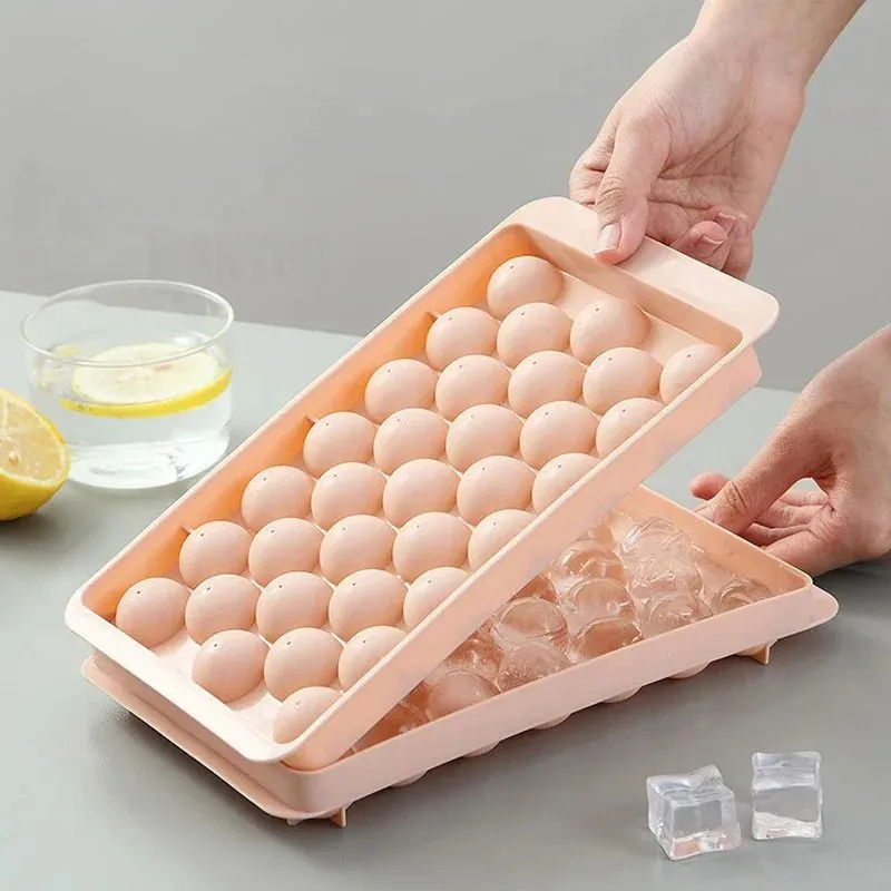Moule à glaçons ronds 33 cavités pour whisky et cocktails avec couvercle, sans BPA 2