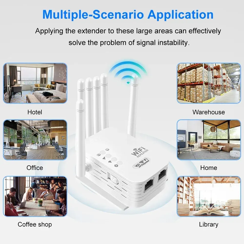 Kebidumei Répéteur WiFi sans fil 1200 Mbps double bande 2,4 GHz / 5 GHz 802.11ac 6